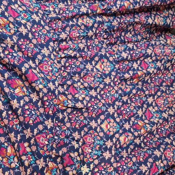 Anthropologie Boemo Maxi Dress Pink Blue Ruffle Tiered Long Sleeve Sz Small New - Picture 7 of 9